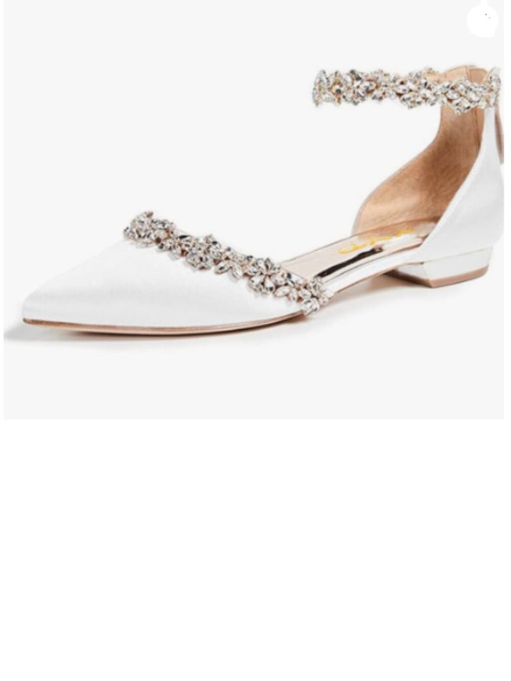 XYD White Pointed Toe Sparkly Rhinestones Ankle Strap D'Orsay Wedding Sandals
